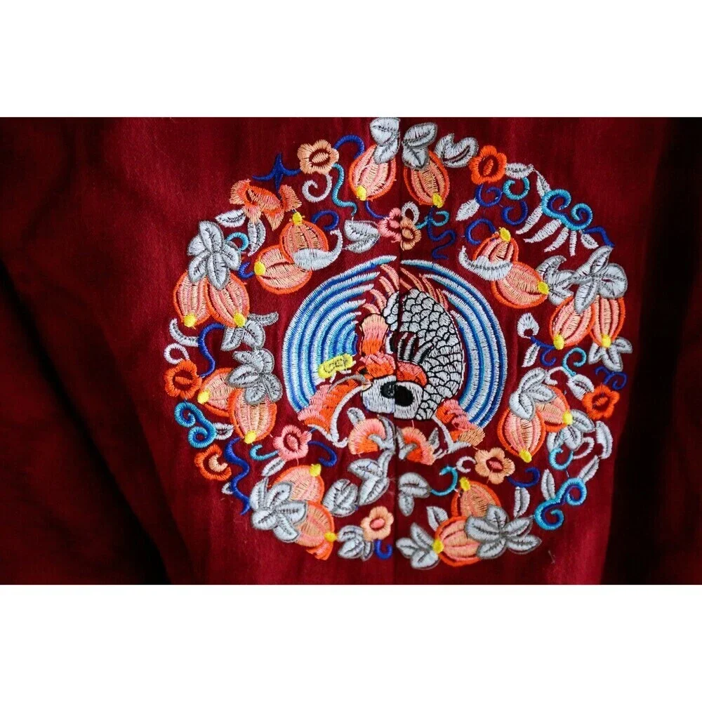 Vintage cotton Embroidered Mandarin Long Sleeve Jacket S